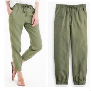 J. Crew x Point Sur seaside pant in dark green linen joggers